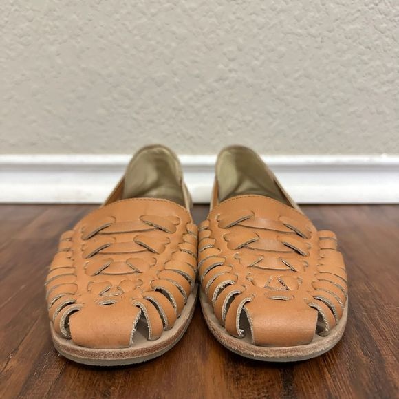 NISOLO Womens Huarache Weaved Leather Sandals in Almond PERU MADE - Picture 4 of 10
